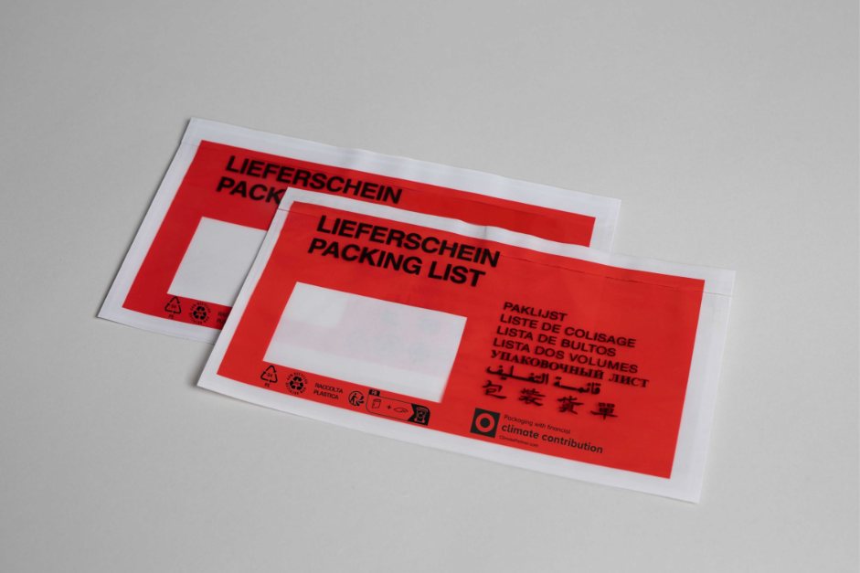 Lieferscheintaschen aus PE, rot