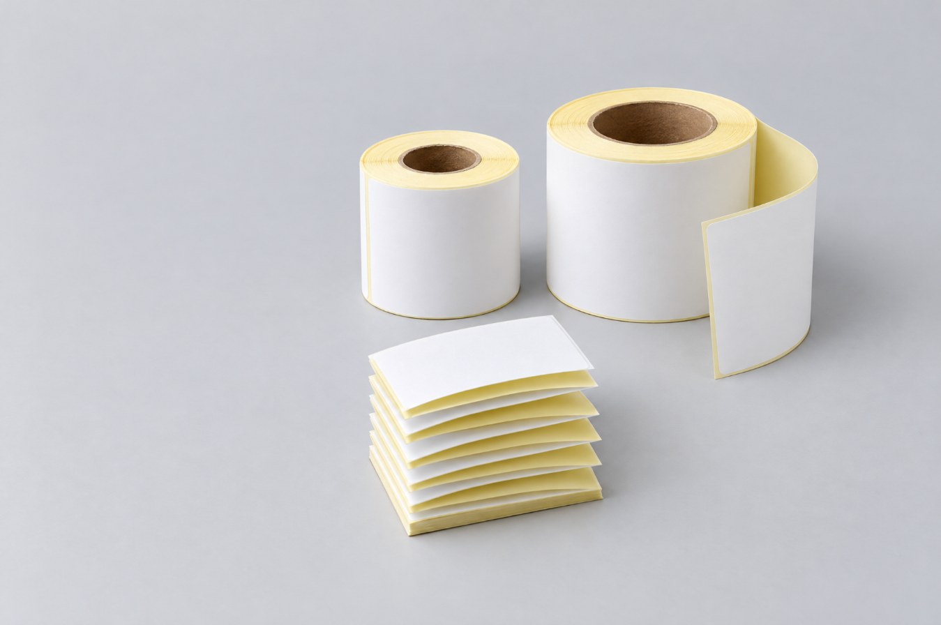 Thermoetiketten als Rolle und als Leporello